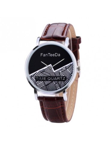 Fanteeda FD101 Men 40 MM Face Analog Quartz Leather Strap Wrist Watch